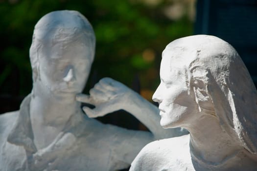Close-up of two statues
