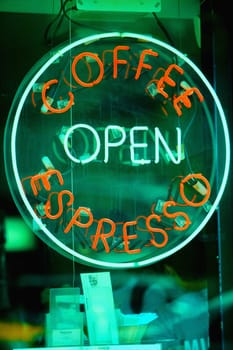 Close-up of a lit neon sign