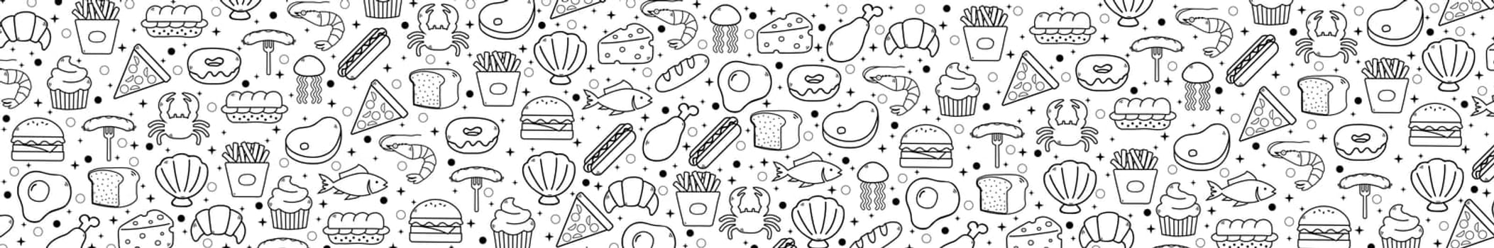 Abstract white background with elements of useful food - Vector illustration