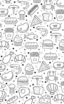 Abstract white background with elements of useful food - Vector illustration