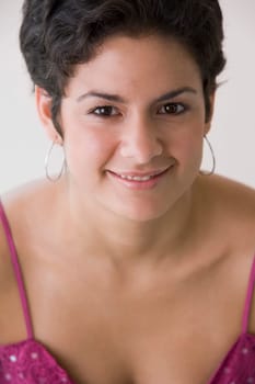 Close up portrait of young woman smiling