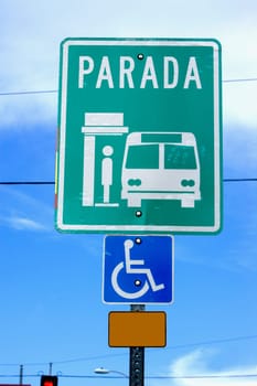 Bus Stop sign, Spanish