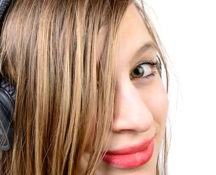 face of a teenage girl close up
