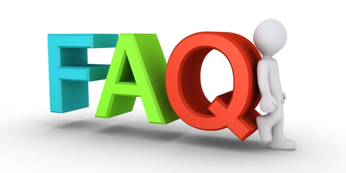 Person is leaning on FAQ letters