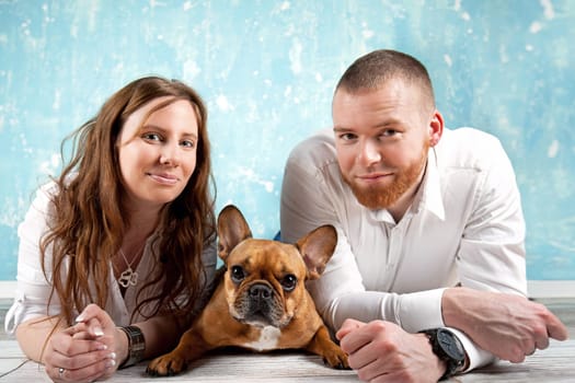 modern couple with dog