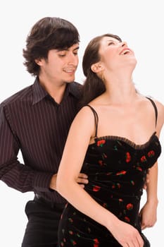Studio portrait of couple dancing