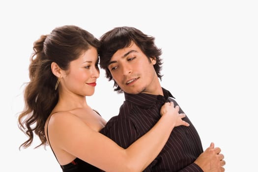 Studio portrait of couple dancing