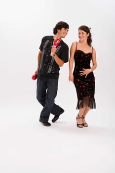 Studio portrait of couple dancing