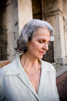 Close-up of a senior woman looking down, Santo Domingo, Dominican Republic
