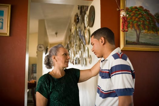 Close-up of a mature woman looking at her grandson
