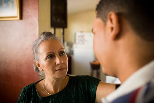 Close-up of a mature woman looking at her grandson