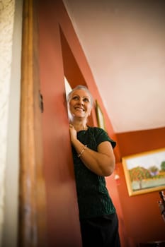 Low angle view of a mature woman smiling