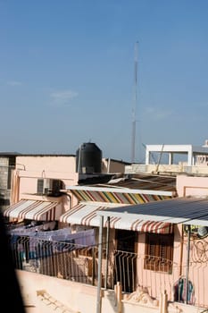 High angle view of awnings in a house