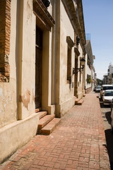 Cars parked in front of houses on the street, Santo Domingo, Dominican Republic