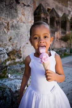 Portrait of a girl eating an ice-cream, Santo Domingo, Dominican Republic