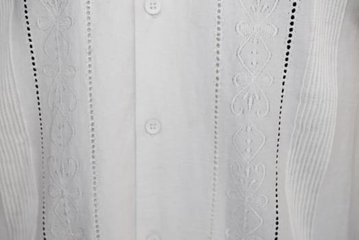 Close-up of a guayabera shirt