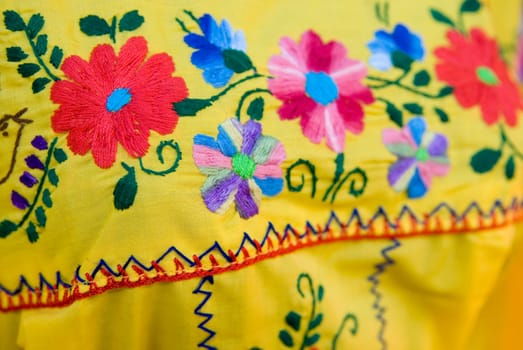 Close-up of embroidery on a dress