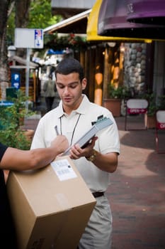 Delivery man making deliveries