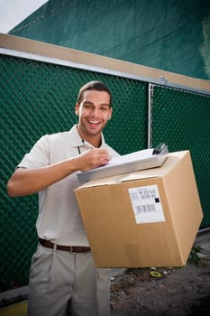 Delivery man making deliveries