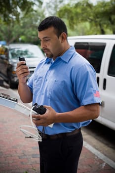 Cable man working outdoors