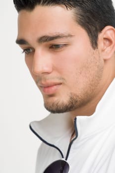 Portrait of young man looking down
