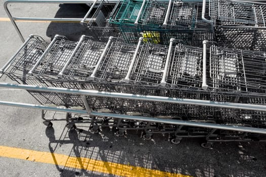 Shopping carts in parking lot