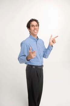 Man wearing crooked glasses