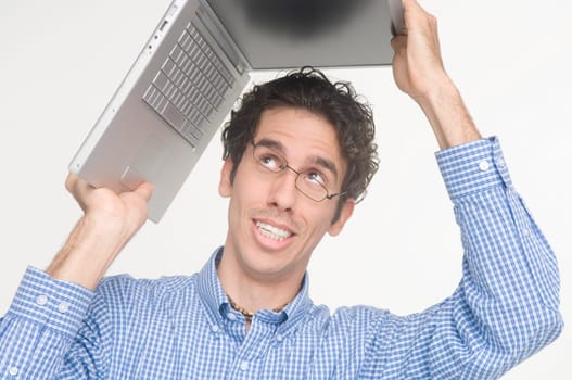 Man holding laptop