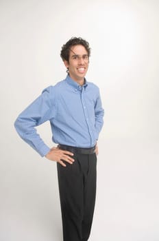 Man wearing crooked glasses