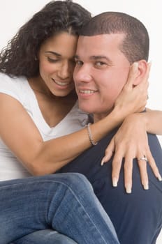 Young man carrying fiancee