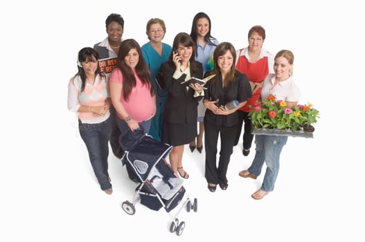 Group portrait of women with different occupations