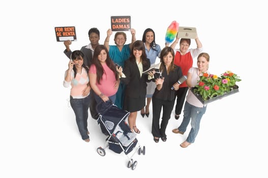 Group portrait of women with different occupations