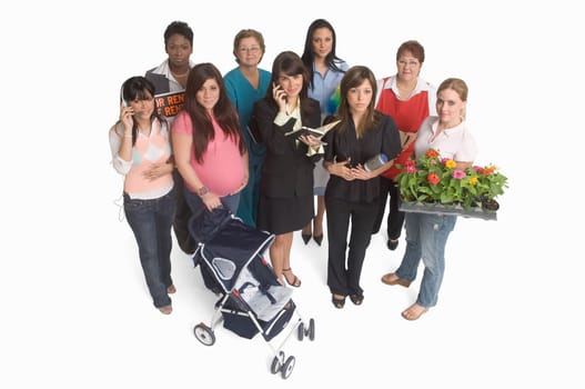 Group portrait of women with different occupations