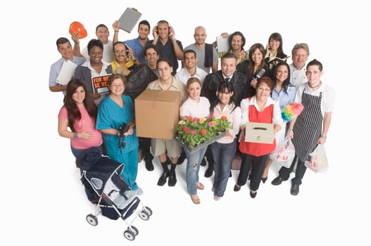 Group portrait of people with different occupations
