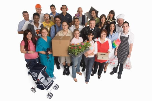 Group portrait of people with different occupations