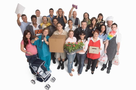 Group portrait of people with different occupations