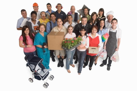 Group portrait of people with different occupations