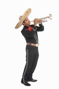 Portrait of Mariachi playing trumpet