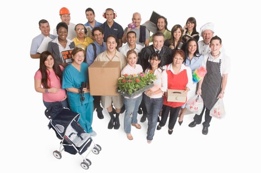 Group portrait of people with different occupations