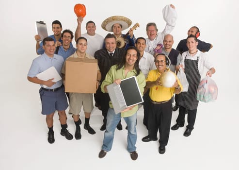 Group portrait of men in different professions
