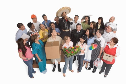 Group portrait of people with different occupations