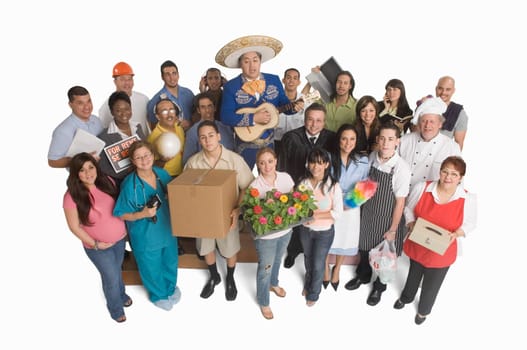 Group portrait of people with different occupations