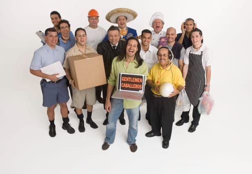 Group portrait of men in different professions