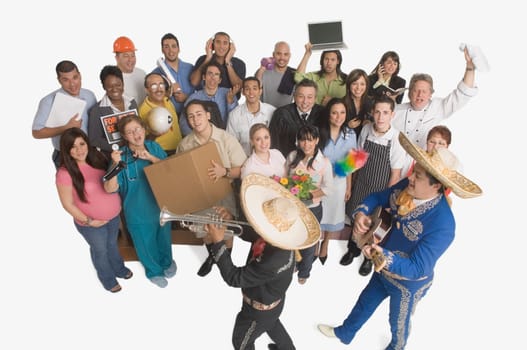 Group portrait of people with different occupations