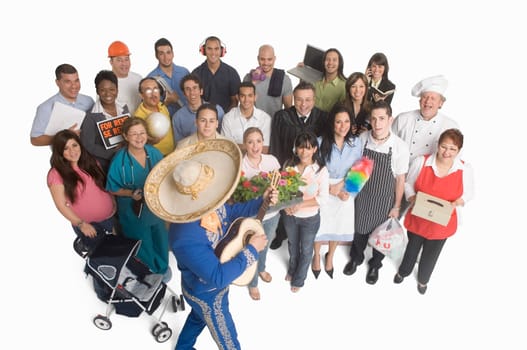 Group portrait of people with different occupations