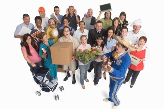 Group portrait of people with different occupations