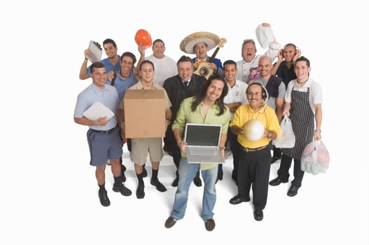 Group portrait of men in different professions
