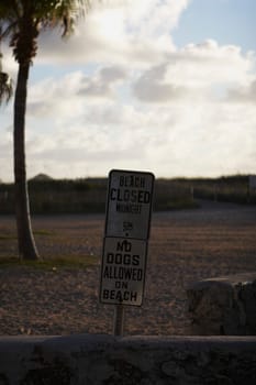 No Dogs Allowed on Beach sign