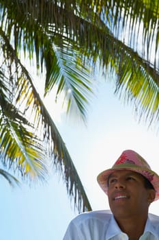 Close-up of a young man wearing a hat