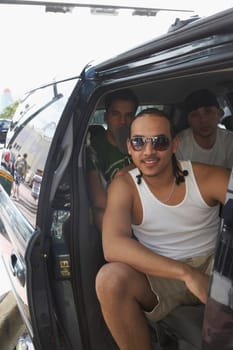 Tourists in a car